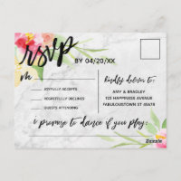 Boho Floral Subtle Marble Song Request RSVP