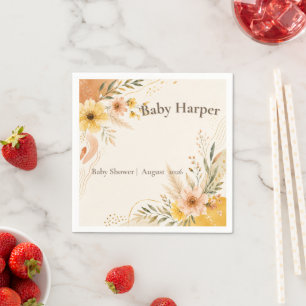 Boho Floral Sunshine Party Cocktail Napkins