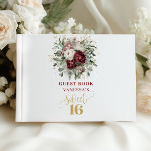 Boho Floral Sweet 16 Guest Book Sign In