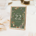 Boho Floral Table Number<br><div class="desc">Make your tables stand out with our Sage Green Wildflower table numbers,  featuring the bride and groom’s names and wedding date. Adorned with watercolor wildflowers and elegant sage green tones,  these table numbers guide guests to their seats while adding a personalised touch to your reception décor.</div>