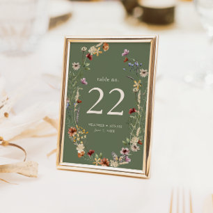 Boho Floral Table Number