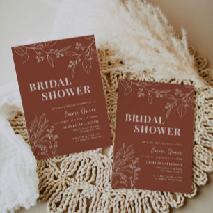 Boho Floral Terracotta Bridal Shower Invitation