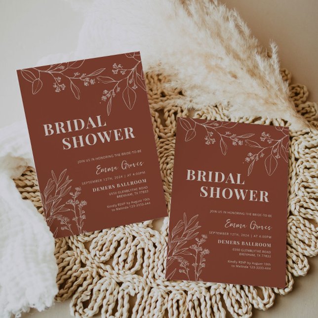 Boho Floral Terracotta Bridal Shower Invitation (Creator Uploaded)