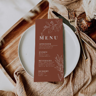 Boho Floral Terracotta Menu