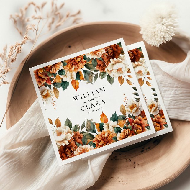 Boho Floral Terracotta Watercolor Wedding Napkin (Creator Uploaded)