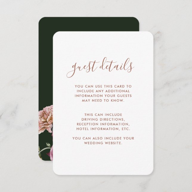 Boho Floral Terracotta Wedding Guest Details Enclosure Card (Front/Back)
