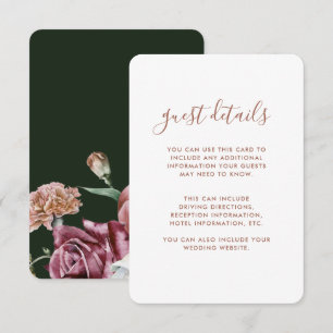 Boho Floral Terracotta Wedding Guest Details Enclosure Card