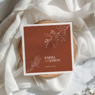 Boho Floral Terracotta Wedding Napkins