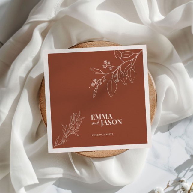 Boho Floral Terracotta Wedding Napkins (Creator Uploaded)