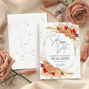 Boho Floral Terracotta Wedding Save The Date Invitation