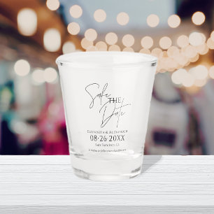 Boho Floral Terracotta Wedding Save The Date Shot Glass