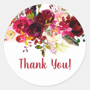 boho floral thank you stickers