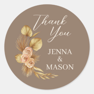 Boho Floral Thank You Wedding Favour Sticker – Rou