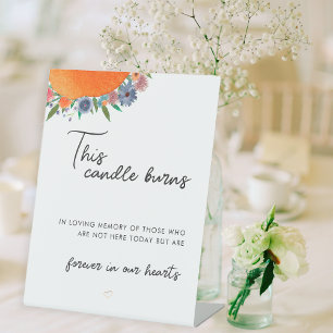 Boho Floral This Candle Burns In Loving Memory Pedestal Sign