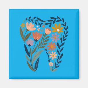 Boho Floral Tooth Flower Dentist Student Dental Magnet
