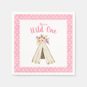 Boho Floral Tribal Teepee Wild One 1st Birthday Napkin