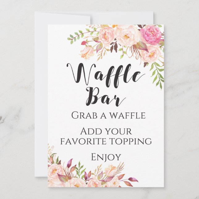 Boho floral Waffle bar Sign 5x7" Size Invitation (Front)