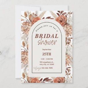 Boho Floral Watercolor Bridal Shower Invitation