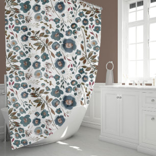 Boho Floral Watercolor Shower Curtain
