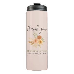 Boho Floral Watercolor Teacher Thank You Thermal Tumbler