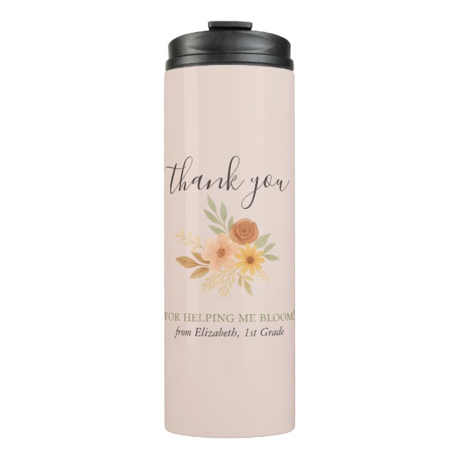 Boho Floral Watercolor Teacher Thank You  Thermal Tumbler (Front)