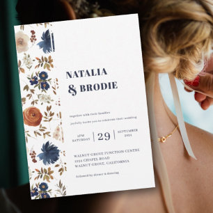 Boho Floral Watercolor Wedding Invitation