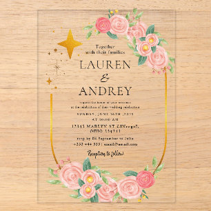 Boho Floral Wedding Acrylic Invitations