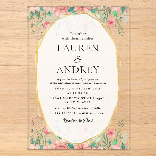 Boho Floral Wedding Acrylic Invitations