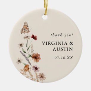 Boho Floral Wedding Ceramic Ornament