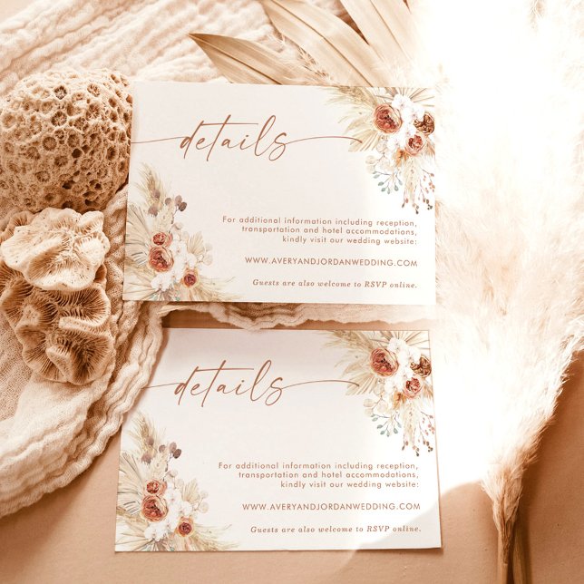 Boho Floral Wedding Details Card | Wedding Website (Creator Uploaded)