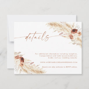 Boho Floral Wedding Details Card Wedding Website