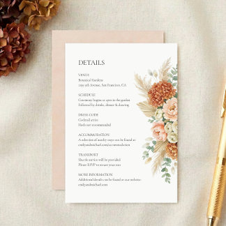Boho Floral Wedding Details Enclosure Card