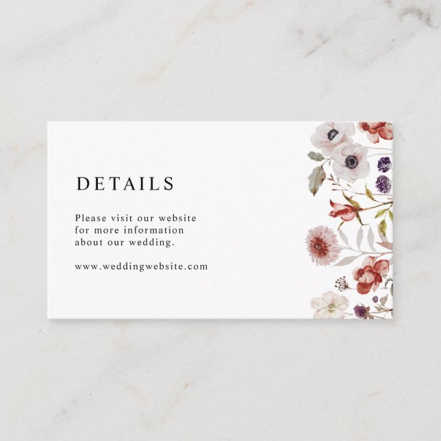 Boho Floral Wedding Enclosure Card (Front)