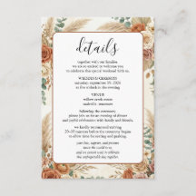 Boho Floral Wedding Enclosure Information Card