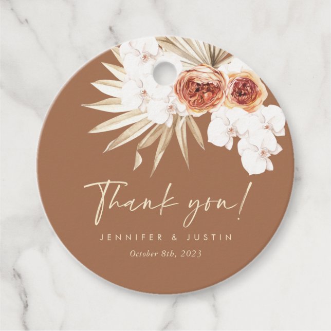 Boho Floral Wedding Favour Tags  (Front)