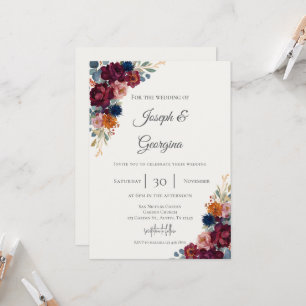 Boho floral wedding invitation
