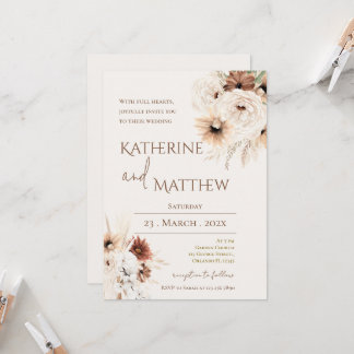 Boho floral wedding invitation
