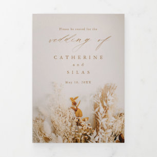 Boho Floral Wedding Itinerary Tri-Fold Invitation
