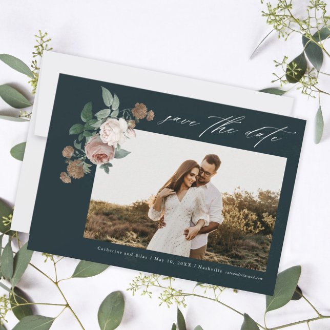 Boho floral wedding photo save the date invitation (Creator Uploaded)