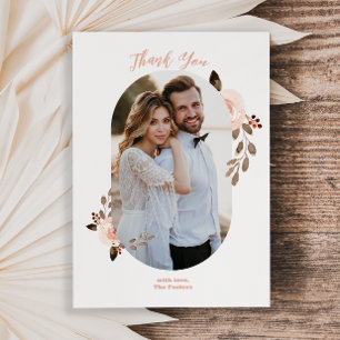 Boho Floral Wedding Photo Thank You Card