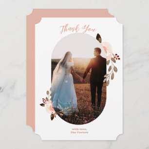 Boho Floral Wedding Photo Thank You Card