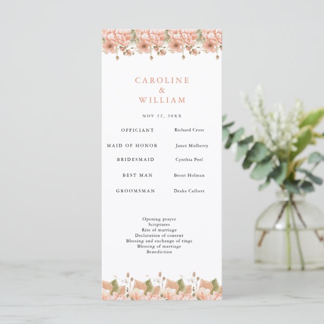 Boho Floral Wedding Program (Standing Front)