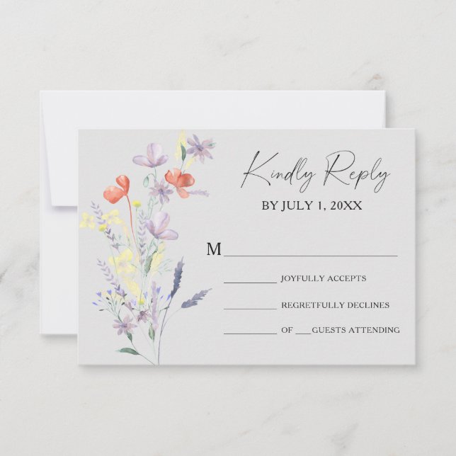 Boho Floral Wedding RSVP Card (Front)