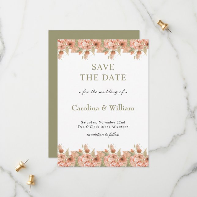 Boho Floral Wedding Save The Date (Front/Back In Situ)