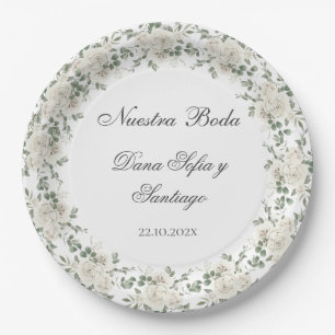 Boho Floral Wedding Spanish Paper Plate