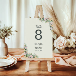 Boho floral wedding table number card