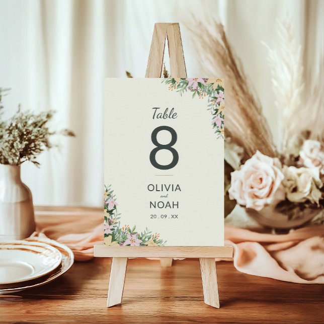 Boho floral wedding table number card (Creator Uploaded)