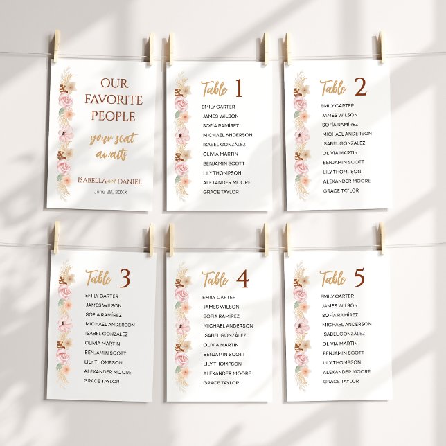 Boho Floral Wedding Table Sign Guest Seating Chart Program (Creator Uploaded)