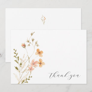 Boho Floral Wedding Thank You Card