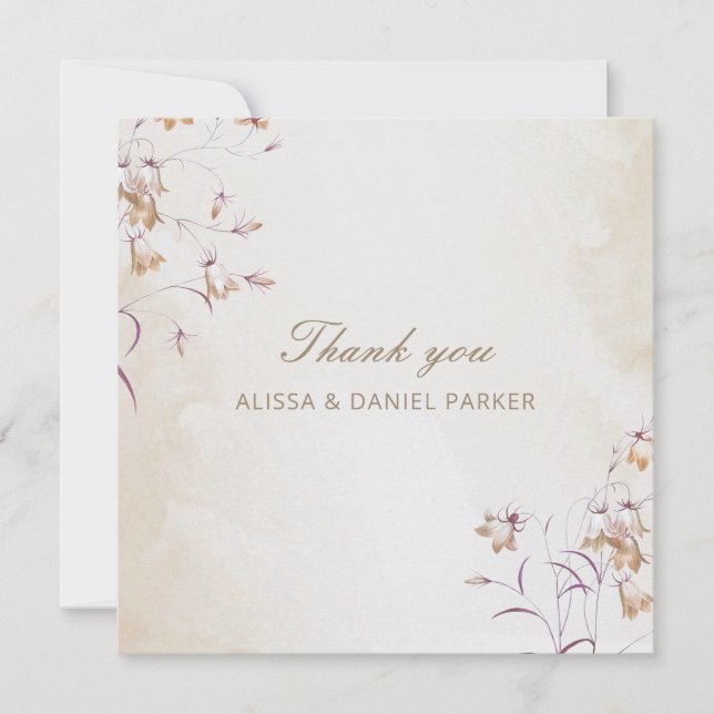 Boho Floral Wedding Thank You Card (Front)